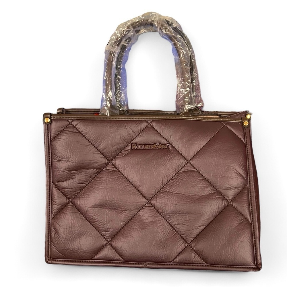 NWT Montana West Quilted Tote/Cross Body with many pockets, laptop size